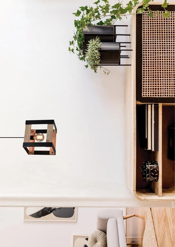 Lampa wisząca Varna czarna drewniana loftowa do salonu i kuchni regulowana