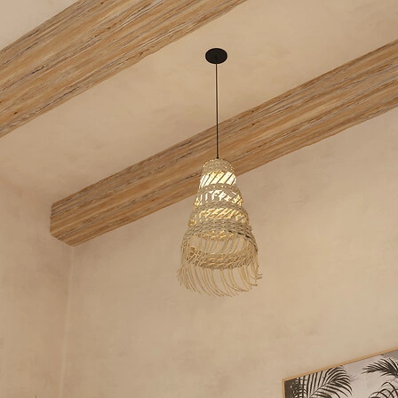 Lampa wisząca Rahys boho ze słomy naturalna do salonu i jadalni Atmosphera 48 cm