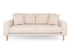 Sofa skandynawska Lido 3 osobowa beżowa z podłokietnikami do salonu Intesi na drewnianych nogach