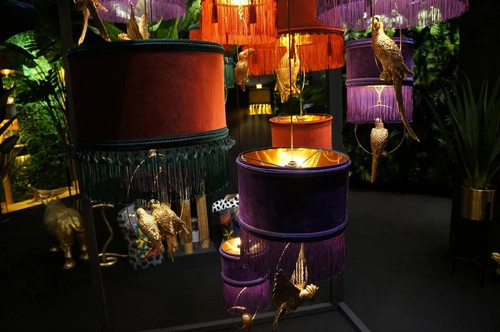 Lampa wisząca Martin N 2 Las Plumas welurowa z frędzlami do salonu 45cm boho