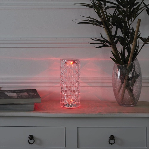 Lampka nocna LED Crystal Intesi glamour z pilotem 12 kolorów do sypialni i salonu 21,5 cm
