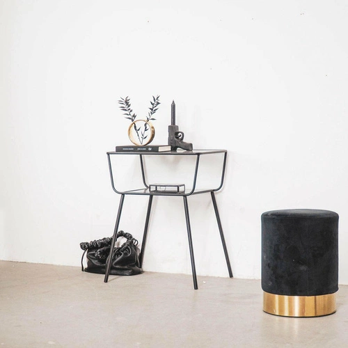 Stolik kawowy HV decor czarny prostokątny szklany nowoczesny pomocniczy do salonu 60,5 cm