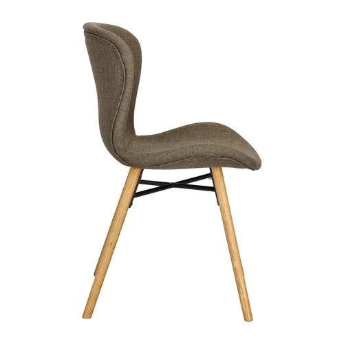 Krzesło tapicerowane Batilda Actona do jadalni i salonu dębowe khaki w stylu boho