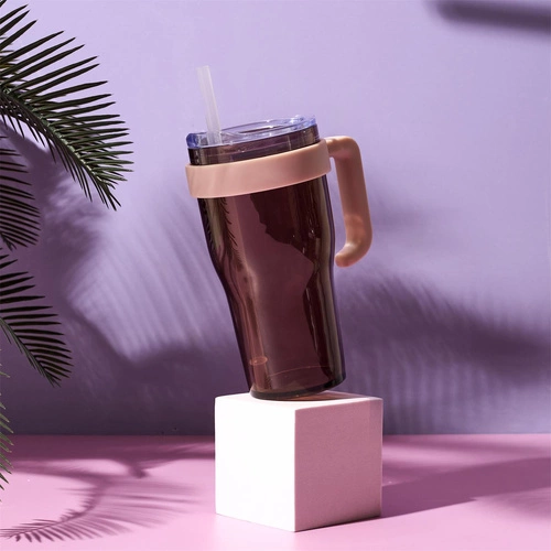 Kubek termiczny Intesi Mini Miami 600 ml brązowy nowoczesny z pokrywką do kawy