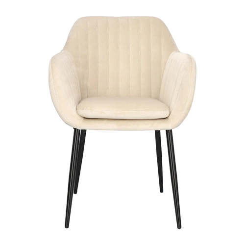 Krzesło tapicerowane welur Emilia Actona beżowe z podłokietnikami do jadalni nowoczesne