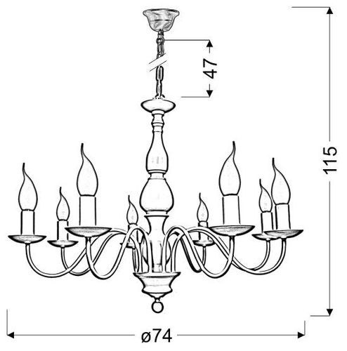 Lampa wisząca Bellagio glamour kremowa regulowana do salonu i jadalni 8-punktowa metalowa