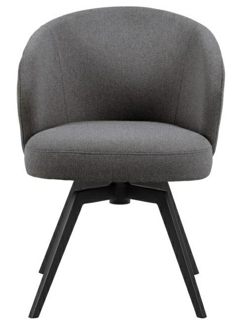 Krzesło do jadalni Darlene Actona szare tapicerowane obrotowe nowoczesne na czarnych nogach