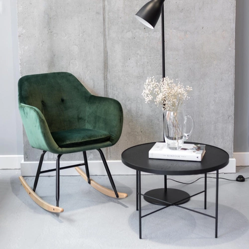 Stolik kawowy okrągły dębowy czarny Tre 60 cm nowoczesny do salonu NORDIFRA