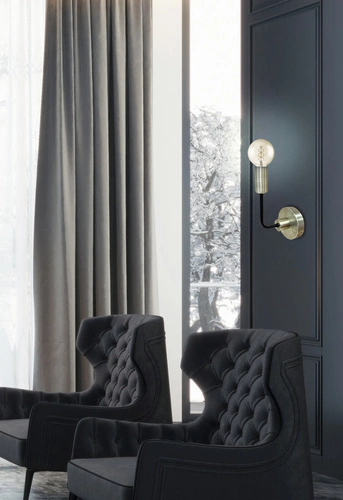 Kinkiet ścienny Saga czarny z patyną nowoczesny metalowy do salonu i sypialni 21 cm