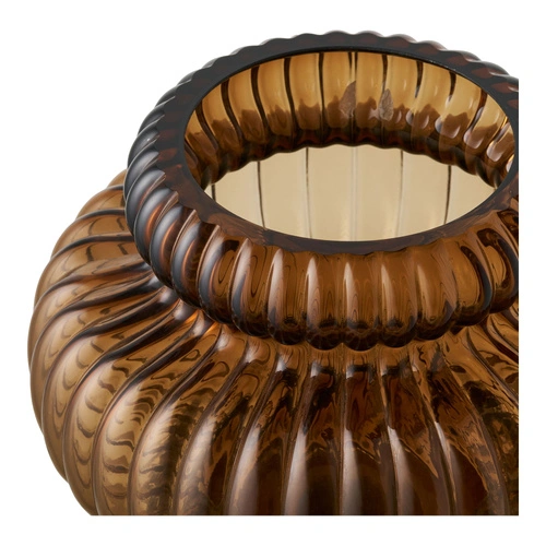 Wazon Flow szklany dymiony brązowy dekoracyjny do salonu 20 cm