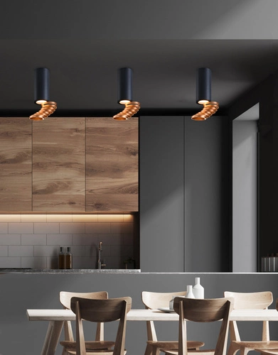 Nowoczesna lampa sufitowa Tuba CANDELLUX złota i czarna do salonu lub kuchni 20 cm