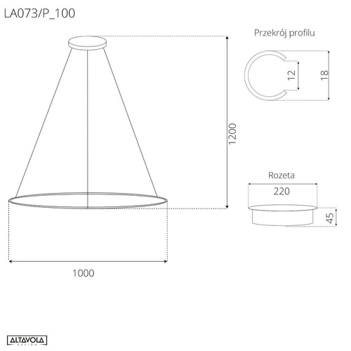 Lampa wisząca Ledowe Okręgi No.1 3k 100 cm