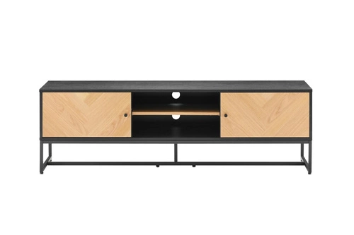 Szafka RTV Clar 160 cm nowoczesna drewniana stojąca do salonu dąb czarna Intesi