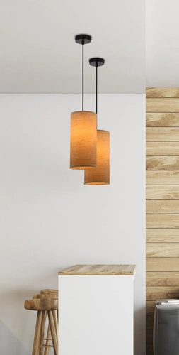 Lampa wisząca Ballo czarny 1x60 E27  abażur orzechowy