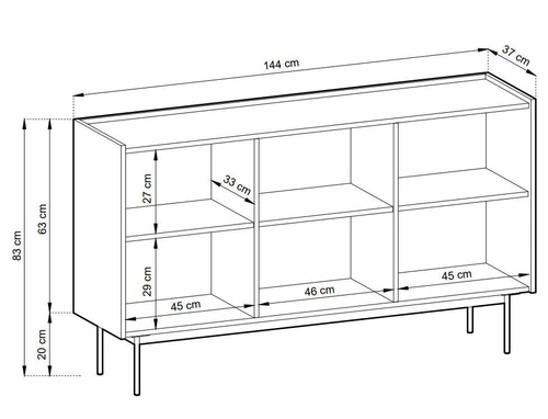 Komoda nowoczesna Cashmer czerwona 144 cm na nóżkach do salonu i sypialni Intesi