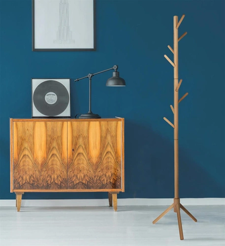 Nowoczesny wieszak stojący do przedpokoju Madura czarny z drewna bukowego Intesi