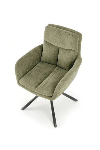 Krzesło obrotowe tapicerowane Ophelia Intesi oliwkowe do jadalni i salonu nowoczesne z podłokietnikami