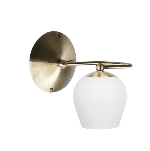 Kinkiet ścienny Serano glamour patynowy z białym szklanym kloszem do salonu i sypialni CANDELLUX