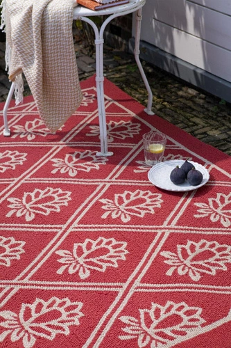 Dywan zewnętrzny do ogrodu Porchester Laura Ashley 200x280 czerwony klasyczny łatwoczyszczący