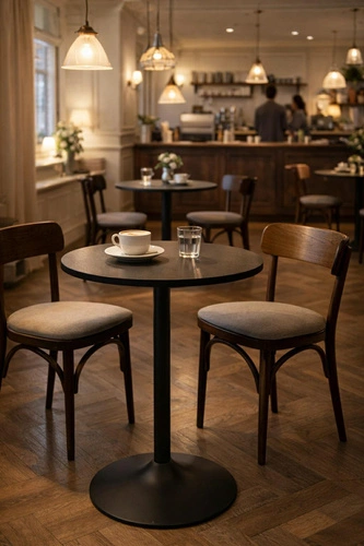 Stół okrągły Hvar 60 cm czarny nowoczesny do salonu i kawiarni