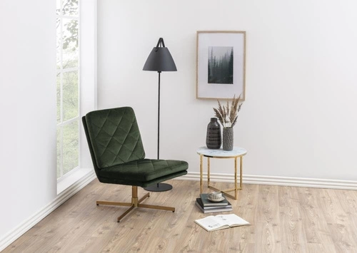 Stolik kawowy okrągły szklany Alisma 50 cm biały marmur glamour złoty do salonu Actona