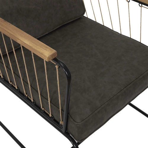 Fotel wypoczynkowy Benson brązowy nowoczesny z podłokietnikami do salonu metal i drewno