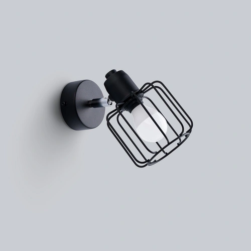 Kinkiet ścienny BELUCI 1 czarny nowoczesny metalowy z ruchomym kloszem do salonu i sypialni