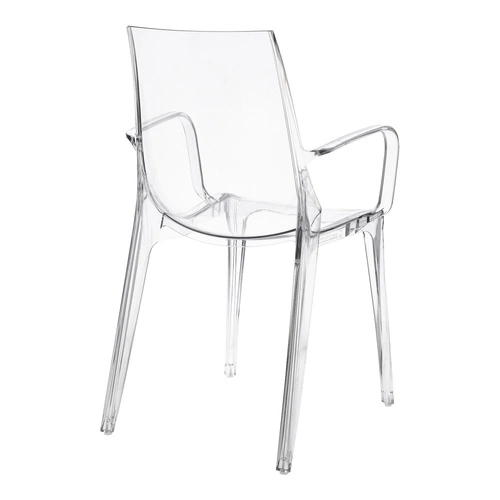 Krzesło Vanity SCAB Design transparentne do jadalni nowoczesne sztaplowane z podłokietnikami