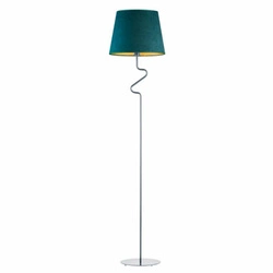 Lampa podłogowa FOGO GOLD zielona welurowa z abażurem glamour do salonu Lysne 174 cm