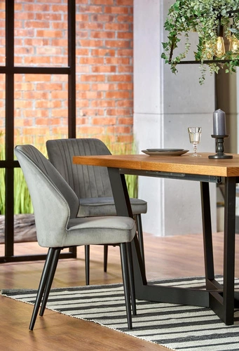 Stół rozkładany do jadalni Silva nowoczesny loft jasny dąb czarne nogi 160-250 cm Intesi