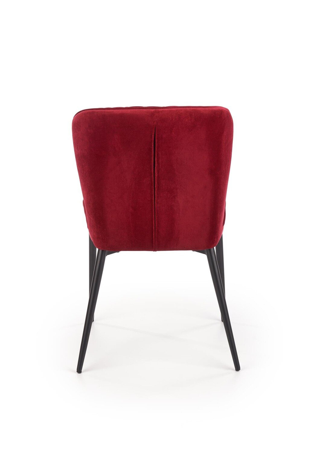 Krzesło do jadalni Emmy tapicerowane welur bordowy nowoczesne pikowane na czarnych nogach Intesi
