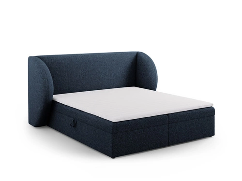 Łóżko tapicerowane Miley niebieskie 180x200 z pojemnikiem do sypialni nowoczesne glamour