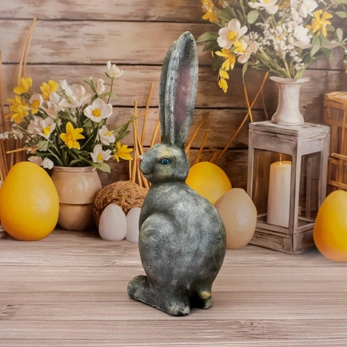 Intesi figurka wielkanocna zając z wysokimi uszami 50cm szara dekoracja na stół lub komodę