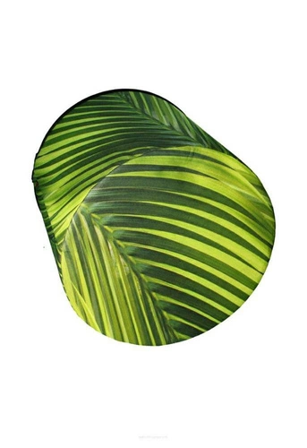 Pufa okrągła Idyll Intesi nowoczesna tapicerowana do salonu lub sypialni zielona 40 cm