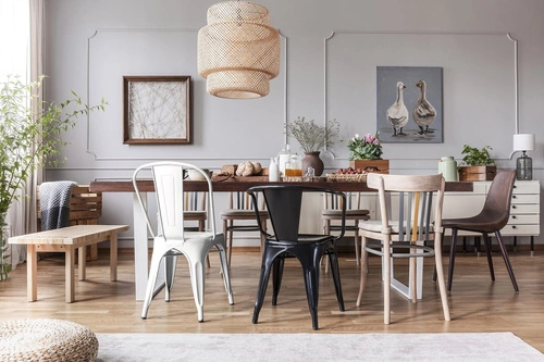 Krzesło metalowe Paris białe inspirowane Tolix do jadalni i kuchni nowoczesne D2.DESIGN