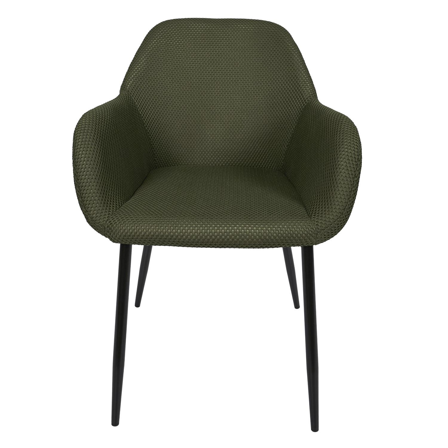 Krzesło tapicerowane Lavia zielone khaki do jadalni i salonu z podłokietnikami Intesi