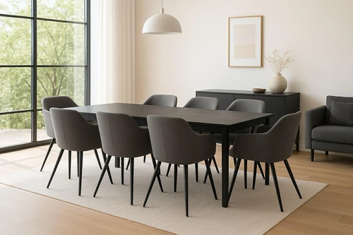 Krzesło tapicerowane Molto szare z podłokietnikami do jadalni i salonu nowoczesne