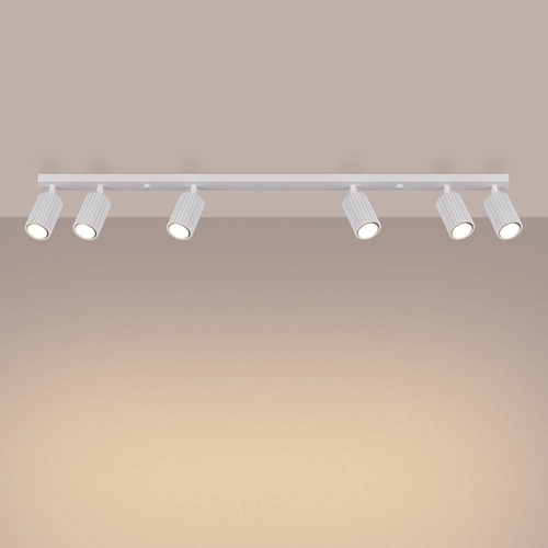 Plafon sufitowy KARBON 6L biały nowoczesny do salonu i sypialni z ruchomym kloszem