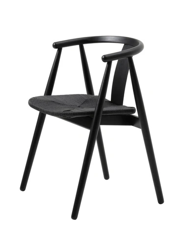 Krzesło do jadalni Relate drewniane dębowe z podłokietnikami czarne