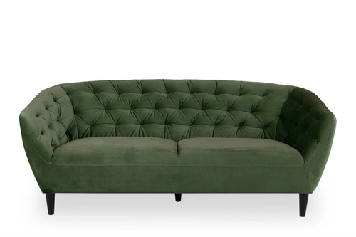 Sofa 3 osobowa welurowa Ria Actona zielona nowoczesna do salonu styl glamour 191 cm