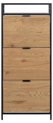 Wysoka szafka na buty Seaford Actona rustykalna z trzema szufladami dziki dąb do przedpokoju