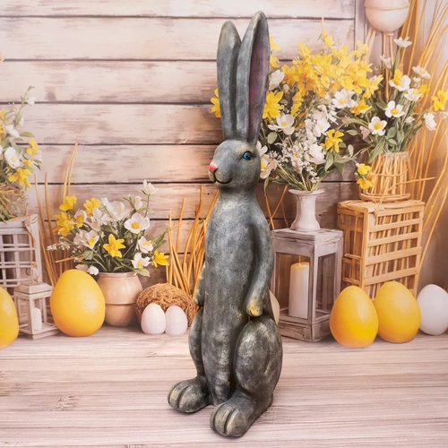 Intesi figurka wielkanocna zając wysoki 81cm szary dekoracja do salonu i na stół nowoczesna
