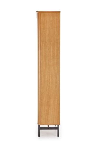 Regał na książki Zefir loftowy dąb i czarny metalowy do salonu 97 cm szerokości Intesi