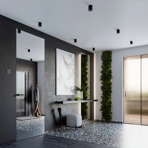 Plafon sufitowy LED ZOE czarny nowoczesny minimalistyczny do salonu i kuchni SOLLUX