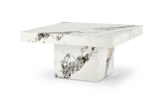 Liton nowoczesny stolik kawowy kwadratowy biały marmur glamour do salonu 80x80 cm