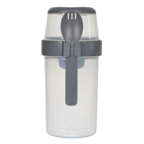 Lunchbox Intesi szary z 3 przegródkami 1,04 l nowoczesny do szkoły i pracy, można myć w zmywarce