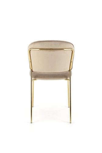 Krzesło tapicerowane welur Rachel beżowe do jadalni i salonu na złotych nogach Intesi