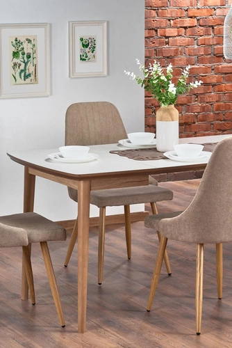 Stół rozkładany do jadalni Terra biały mat dąb nowoczesny loftowy 90-190x80 cm Intesi
