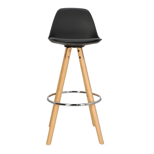 Hoker Nord czarny z oparciem do kuchni i wyspy, nowoczesny, drewniany z ekoskórą Intesi