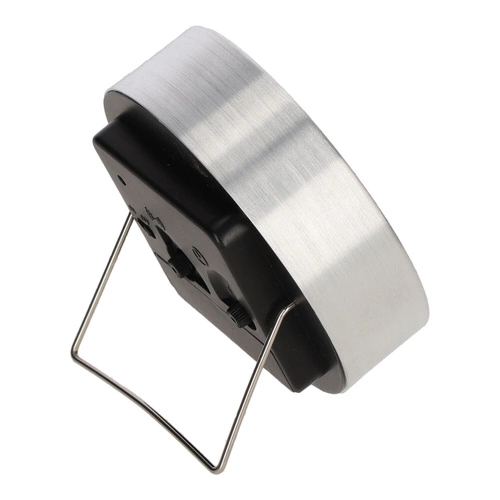 Budzik Quazi srebrny nowoczesny zegar stojący do sypialni i biura średnica 9 cm Intesi